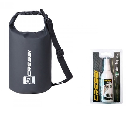 CRESSI DRY BAG 5L + SPREJ PROTI ROSENJU ZA POTAPLJAŠKO MASKO